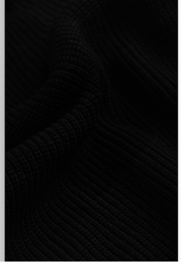 Deepsea Erkek Siyah Yarım Fermuarlı Oversize Kesim Triko Kazak Pamuklu Yumuşak Örgü Çizgili Kazak 2608513 Siyah