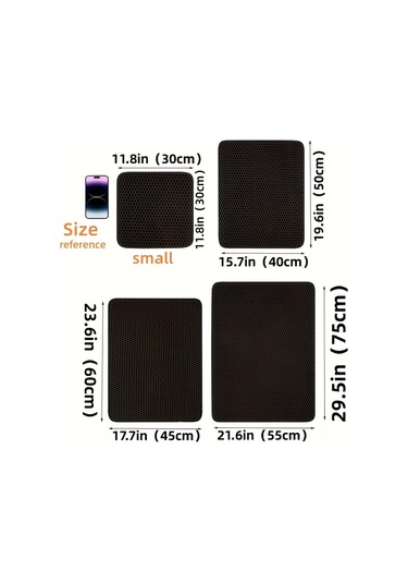 Geeroyoo Eva Çift Katmanlı Kedi Kumu Matı - Kaymaz Tabanlı, Su Geçirmez, Kolay Temizlenebilir, 45x60cm Siyah