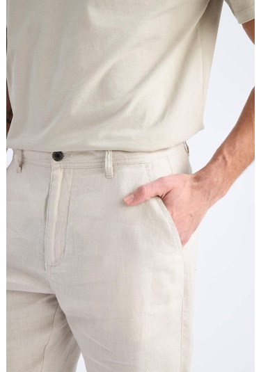 DeFacto %100 Keten Relax Fit Rahat Kesim Düz Paça Yazlık Pantolon C1117AX25SPGR350