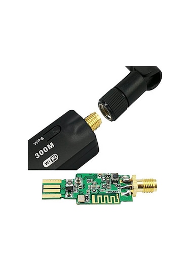 300Mbps Wireless USB Wi-Fi Adaptör Dongle 5Dbi Anten Network Lan