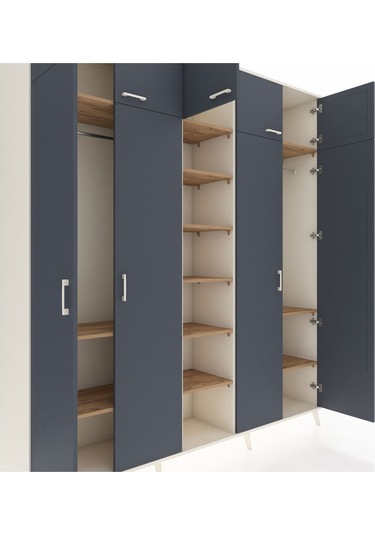 Hyperion Dolap 12 Raflı 9 Kapaklı 2 Askılı 220x44x243 Aytaşı-antrasit/çam Antrasıt/atlas Çam