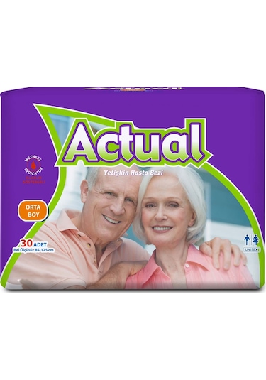 Actual Orta Boy Yetişkin Hasta Bezi Medium Beden 30'Lu