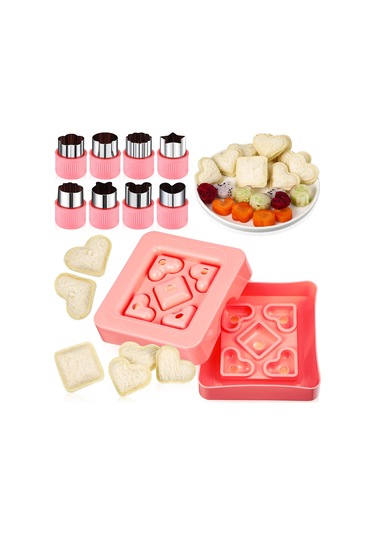 Reedark 9 Parçalı Sandviç Kesici Seti - Çocuklar İçin Eğlenceli Ve Pratik Sandviç Şekillendirici KIrmızı