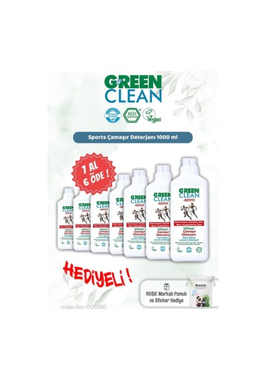 Green Clean 7 Al 6 Öde Sports Çamaşır Deterjanı 1000 Ml Ve Rosie Hediye 1 L