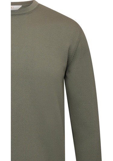 Haki Regular Fit Bisiklet Yaka Rayon Triko Kazak 29593 Haki