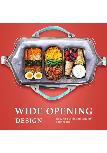 Kadınlar İçin Yalıtımlı Öğle Yemeği Çantası, Sızdırmaz Büyük Öğle Yemeği Kutusu, Ayarlanabilir Askılı Yeniden Kullanılabilir Öğle Yemeği Soğutucu Çanta, Kadınlar İçin Öğle Yemeği Çantası, Turkuaz Öğle Yemeği Çantası Çok Renkli