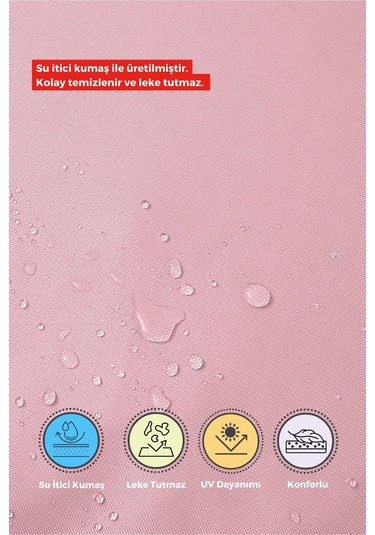 4'lı Sandalye Minderi Su İtici Kumaş 40x40 Cm Sünger Sandalye Minderi Bağcıklı Pembe