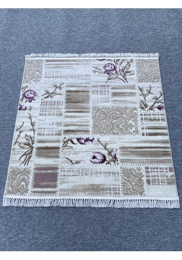 Lila Vizon Kesme Halı 120x120 Akrilik Saçaklı Kesme Halı