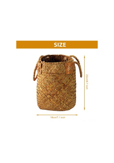 Ximistore9 Deniz Çimeninden El Yapımı Sepet - Ev Dekorasyonu, Çeşitli Ambarlama, Taşınabilir, Doğa Estetiği Sağlar