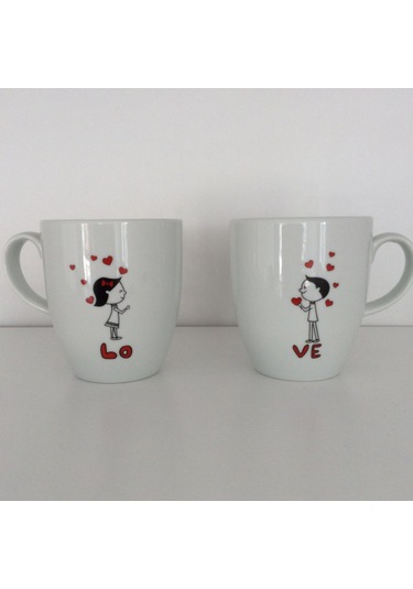 Love Porselen Kupa Sevgiliye Hediye Çok Renkli