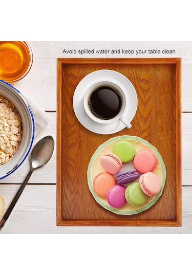 Servis Tepsisi, Dikdörtgen Ahşap Çay Tepsisi Otel Ev Mutfak Tepsileri Atıştırmalık Tepsisi Kahvaltı Tepsisi Gıda Saklama Kabı 36 27cm