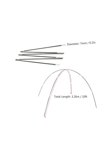 Folinda Cam Fiber Tente Çubukları, 1 Çift, 3.26m Uzunluk, 7mm Çap, Dayanıklı, Kolay Montaj, İki Kişilik Çadırlar İçin Çok Renkli