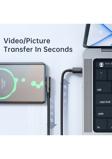 Moly Mcdodo Ca-3401 1.8m Type-c-type-c 90 Derece 100w Hızlı Şarj Şeffaf Veri Kablosu - İphone 15 Serisi Uyumlu