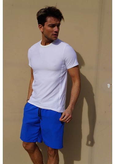 Miami Beach Saks Mavi Uzun Boy Erkek Deniz Ve Havuz Şortu Saks Mavi