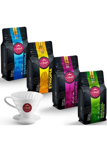 Anisah Filtre Kahve Seti Çekirdek 4 x 250 G + Seramik Demleme Fincanı
