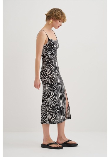 Mathilda Store Kadın Yırtmaç Detaylı Midi Elbise