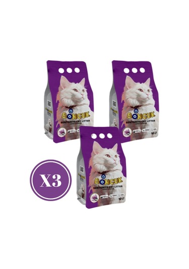 Boncuk Lavanta Kokulu Topaklaşan Bentonit Kedi Kumu 3 x 10 L