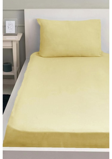 Lastikli Pamuklu Ranforce Kumaş Çarşaf Ve Yastık Kılıfı Sari