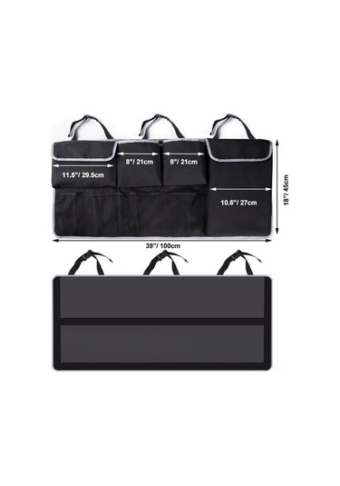 Ulzyvf Büyük Kapasiteli Suv & Kamyonet Bagaj Organizatörü - 4 Cep + 2 File Bölmeli Su Geçirmez Çanta