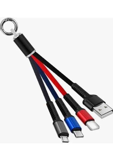 Anahtarlık Çoklu Şarj Kablosu 4 Başlıklı