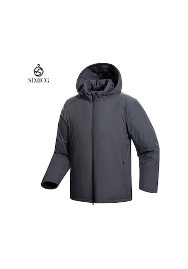 Dik Yakalı Pamuklu Dolgulu Mont, Kışlık Pamuklu Dolgulu Ceket, Rüzgar Geçirmez Pamuklu Dolgulu Mont, Bol Şişme Ceket Gri