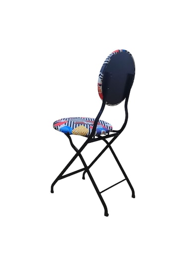 Katlanabilir Soyut Kadın Desenli Metal Sandalye Siyah