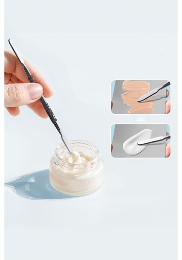 2 Parça Aynalı Çelik Makyaj Fondöten Krem Karıştırma Spatula Palet Set Cin906