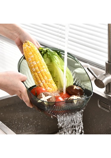 Suntek Pirinç Yıkama Süzgeç Kase Mutfak Süzme Yeşil-büyük Yeşil Büyük