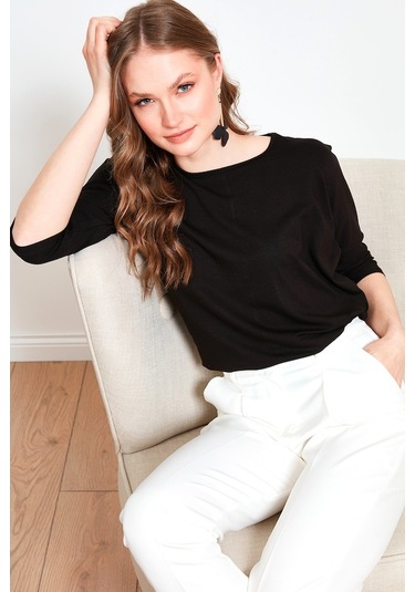 Lela Bisiklet Yaka Truvakar Kol Bayan Bluz 5861416Y Siyah