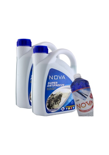 Nova Ultra -25 Derece 3 Litre Yeşil Antifriz 2 Adet + Cam Suyu 1l