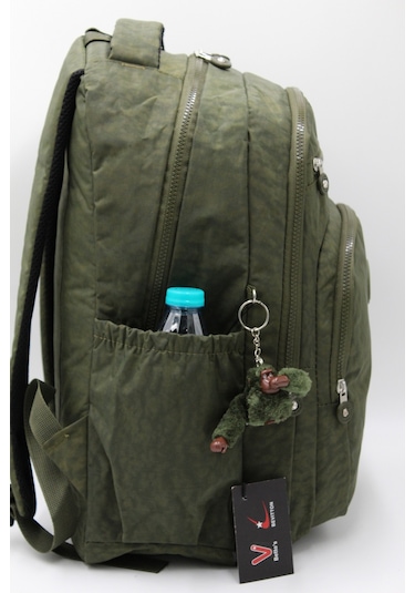 Suya Dayanıklı Krinkıl Kumaş Haki Unisex Okul Çantası 18