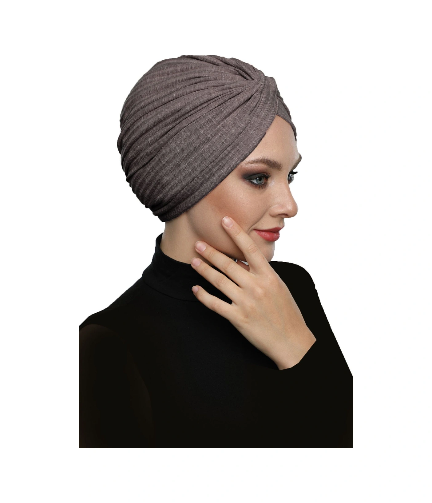 Çapraz Penye Astarlı Ekinezya Rengi Hazır Türban Tesettür Havuz Bonesi Ekinezya