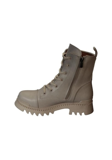 Yazkış Kadın Siyah Ten Cilt Fermuar Bağcıklı 16cm Bilek Uzunlupu Termo Kalın Taban Postal Bot 001