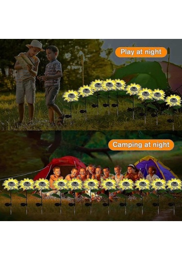 Opulentliving Çok Renkli Ayçiçeği Güneş Işıkları, Su Geçirmez Bahçe Dekorasyonu Çok Renkli