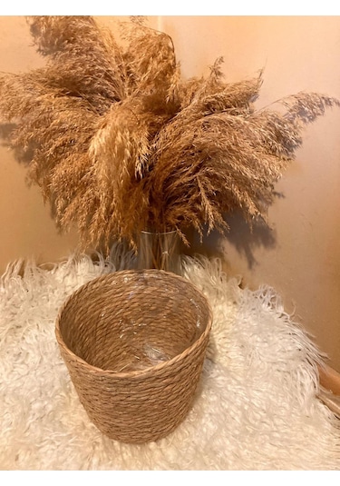 V Şeklinde Hasır Kalın Örgü İçi Poşetli Saksılık En Büyük Boy