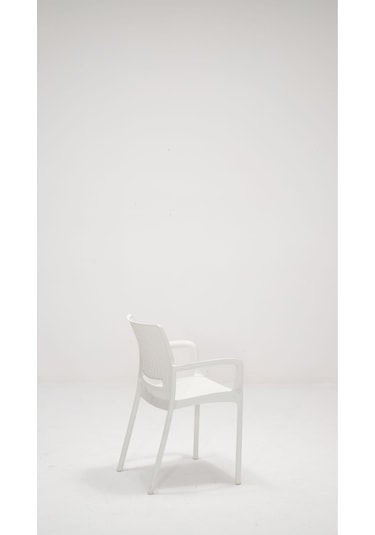 4 Adet Rattan Lüx Beyaz Sandalye / Balkon-bahçe-teras Beyaz