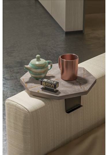 İkili Yan Sehpa Ayarlanabilir Tepsi Sekizgen Gordion