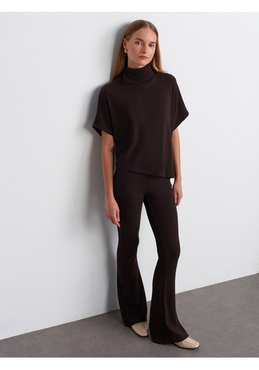 Dilvin 71910 Yüksek Bel Örme Pantolon-kahve Kahve