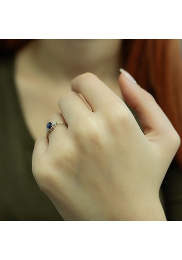 Lova Pırlantalı Oval Safir Yüzük - 1020230