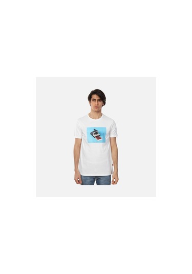 John Frank Erkek Beyaz Baskılı T-shirt Siyah