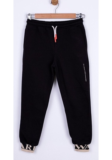 Erkek Çocuk Beli Paçası Lastikli Paçası Yazılı Effort Eşofman Altı-13352-siyah Siyah