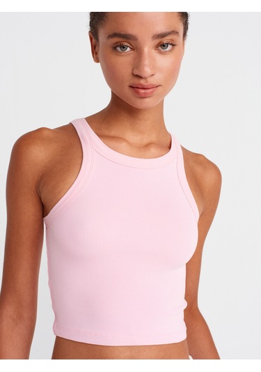 Dilvin 21104 Fitilli Crop Top-toz Pembe Toz Pembe