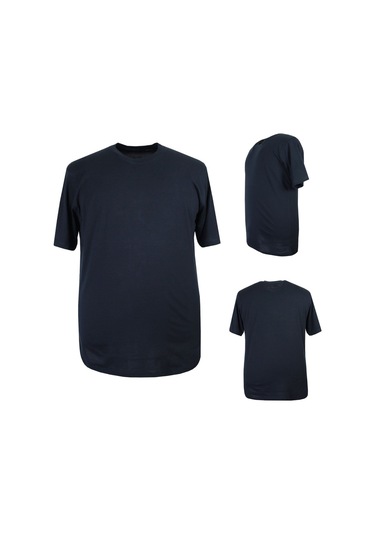 Erkek 72 Kilo-200 Kilo Arası İçin Uygun Bisiklet Yaka Düz Tişört Lacivert