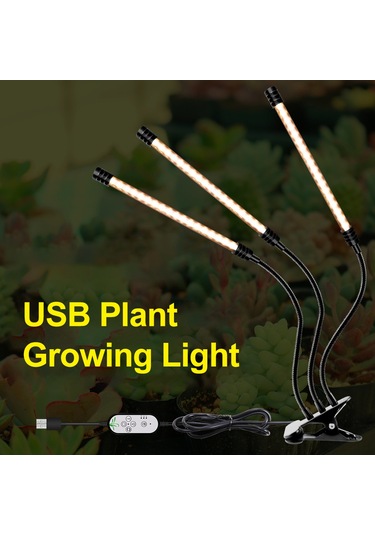 Symbee 3 Kafa Usb Bitki Büyüme Lambası - Tam Spektrum, 5 Seviye Parlaklık, 4/8/12 Saat Zamanlayıcı Ve Hafıza Özelliği Gösterildiği Gibi