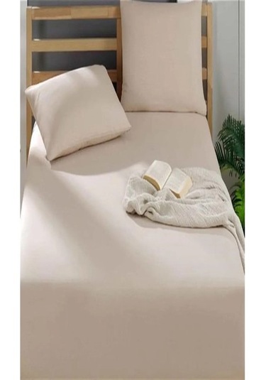 More Home Tek Kişilik Lastikli Çarşaf Seti + Yastık Kılıfı Bej