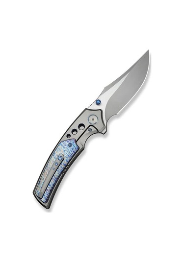 We Knife Skynix Gray Titanium Handle With Flamed Titanium Inlay Stonewashed Bohler M390 Blade Satin Flat Kamp Çakı Gri