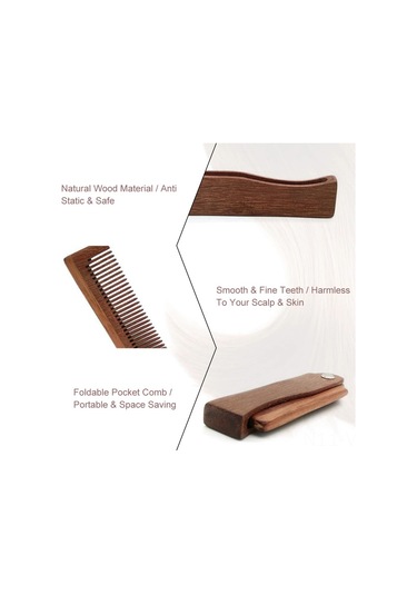 Vkemall Taşınabilir Ahşap Katlanır Saç Ve Sakal Tarak - Fh-241, Masaj Ve Bakım İçin Pratik Çözüm