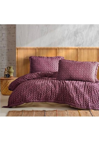 Şaheser Enza %100 Pamuk Jakarlı Çift Kişilik Yatak Örtüsü Seti-mü