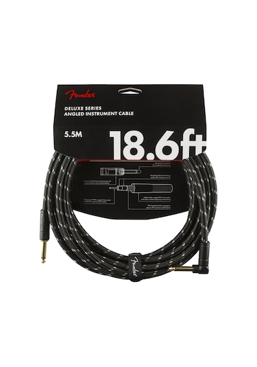 Fender Deluxe Series Instrument Cable Black Tweed Açılı - 5.5 Met