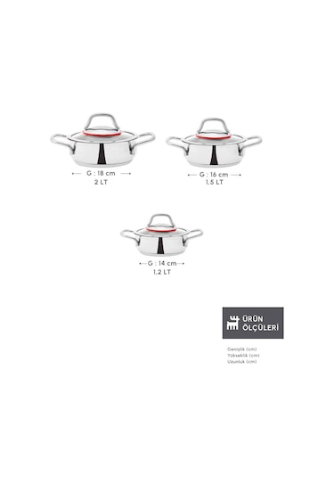 Karaca Emirgan İndüksiyon Tabanlı 6 Parça Çelik Sahan Set